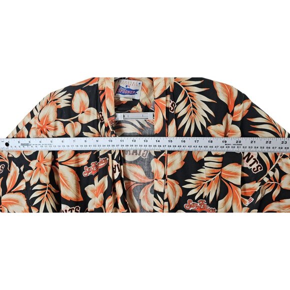 San Francisco Giants Rayon Spooner Aloha Robe L/XL Cotton Hawaiian Floral Black - Picture 2 of 14